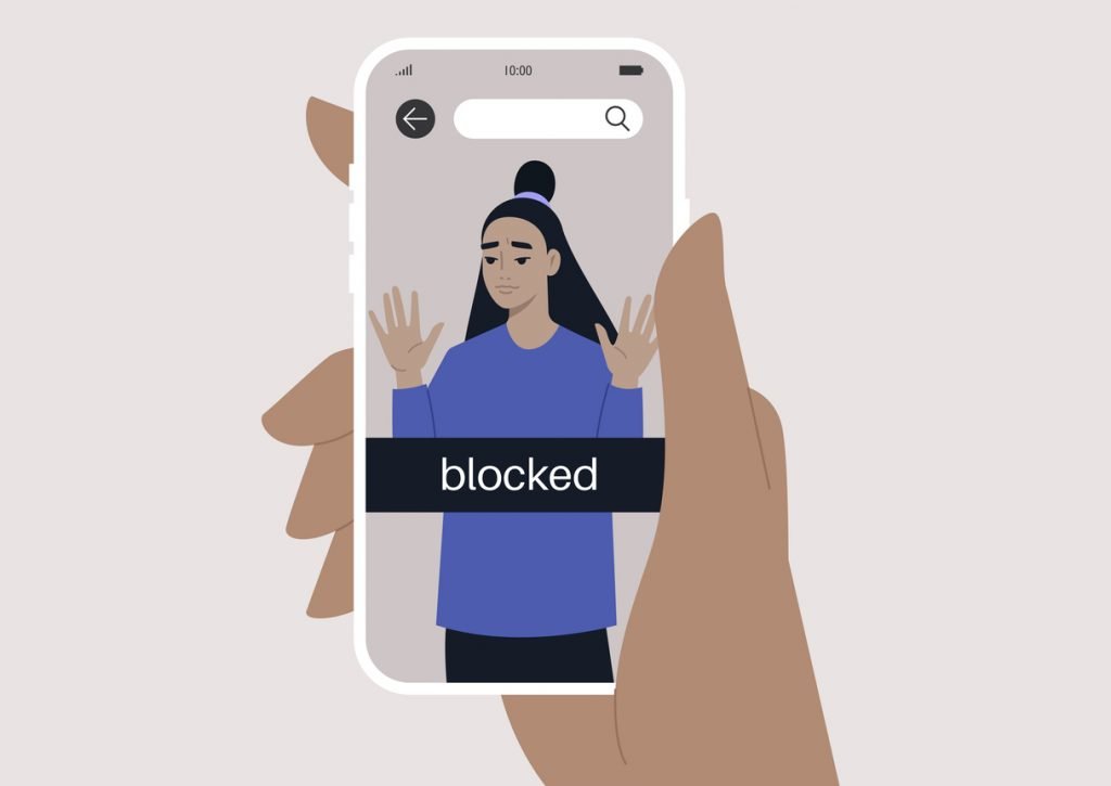 Someone being blocked on social media.